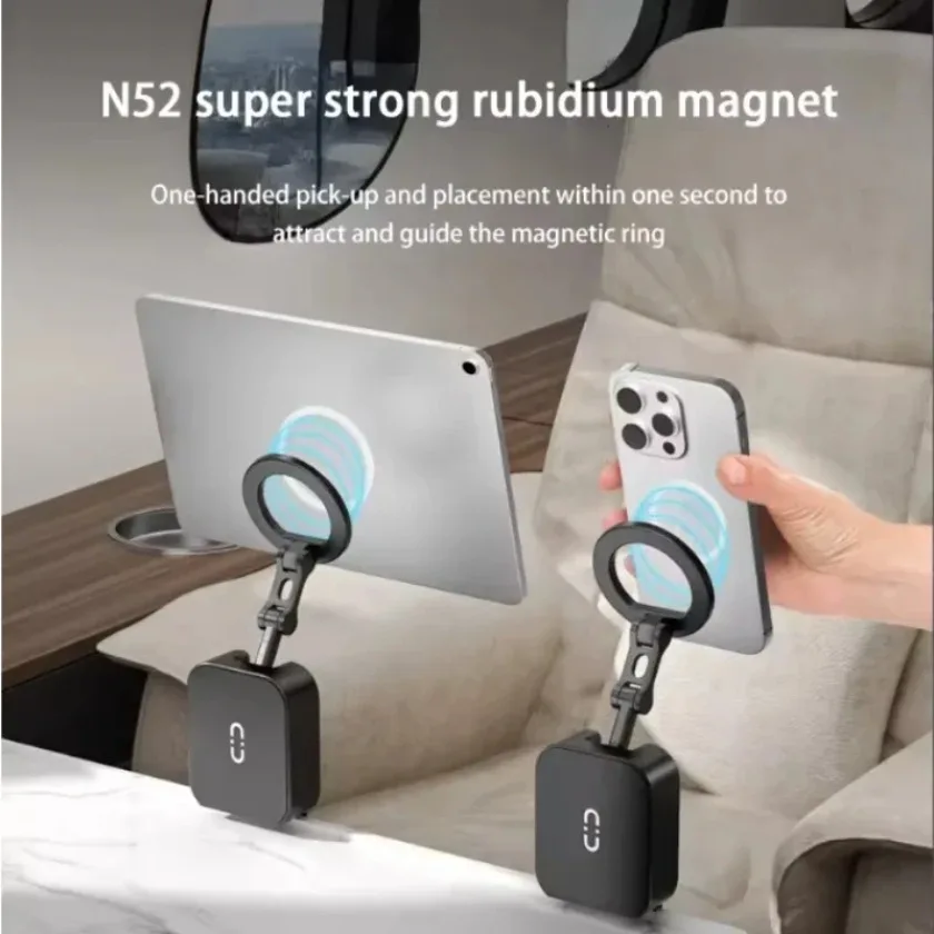 마그네틱 폰 홀더 마그세이프용 합금 회전형 양면 자석 거치대 접이식 다기능 여행용 데스크탑 스탠드 브래킷