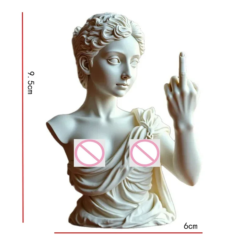 Funny Venus with Middle Finger Statue of Goddess Statue Venus Miniature Resin Ornament Office Home Decor