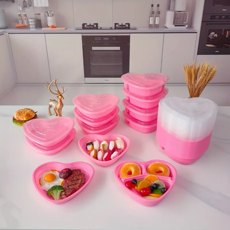 

20pc Romantic Pink/love Meal Preparation Container Sweet Atmosphere Full Transparent Lid Love Bento Box Valentine's Day Gift Box