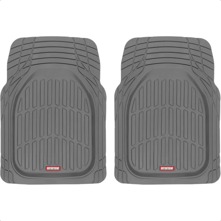 2 Piece Front Car Floor Mats Gray FlexTough Contour LinersDeep Dish Heavy Duty Rubber Floor Mats for Car SUV Truck and VanAll W