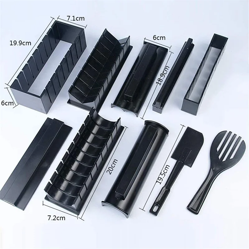 10Pcs/set Sushi Making Kit Japanese Rice Ball Cake Roll Mold DIY Home Sushi Making Tool Plastic Kitchen Sushi Maker Tools