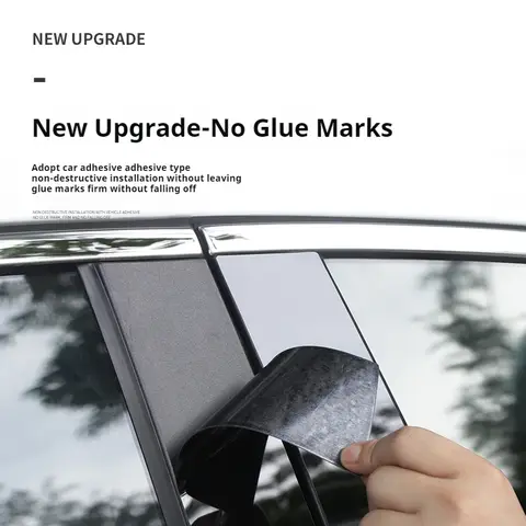 8PCS Black Polished Pillar Posts Car Window Trim Cover BC Column Sticker Chromium Styling Fit For Nissan Kicks 2016 - 2022 8 best sales nissan kicks 2022 - №8