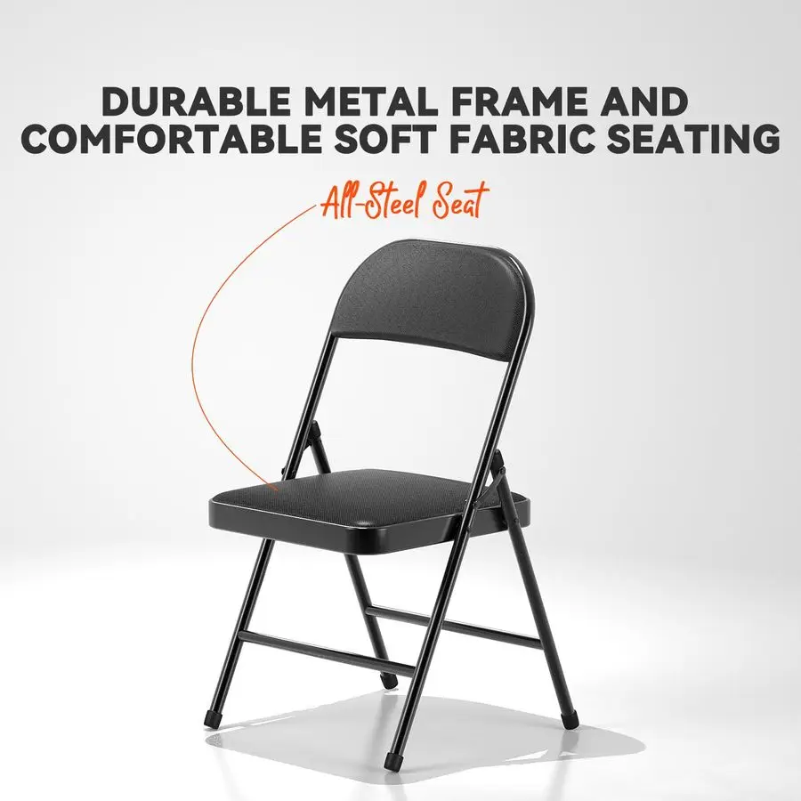 4er-Pack Klappstühle, Stoff-Esszimmerstuhl-Set mit gepolstertem Kissen und Rückenlehne, Sitz für drinnen und draußen für Home-Office-Events, Hochzeit P