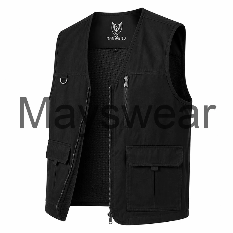 Men‘s Multi Pocket Outdoor Vests Breathable Fishing Hiking Vest Casual Utility Jacket Sleeveless Coat Plus Size 8XL Men Clothing