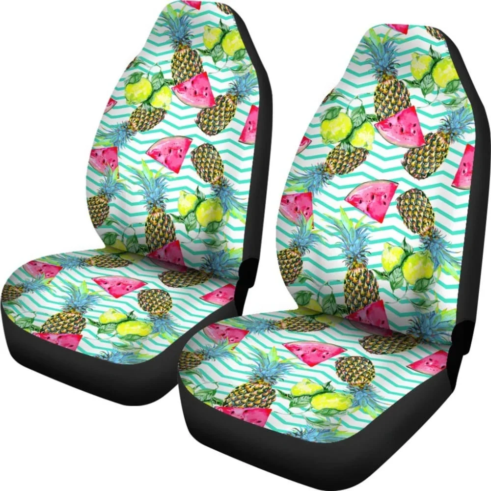 Tropical Pineapple Watermelon Fruit Car Seat Cover,Pack of 2 Universal Front Seat Protective Cover