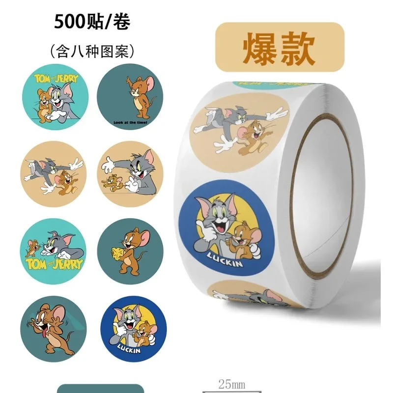Tom New and Jerry Sticker 500pcs/Roll Waterproof Graffiti Aesthetic Decorative Luggage Laptop Cup Phone Diary Book Stickers Toy