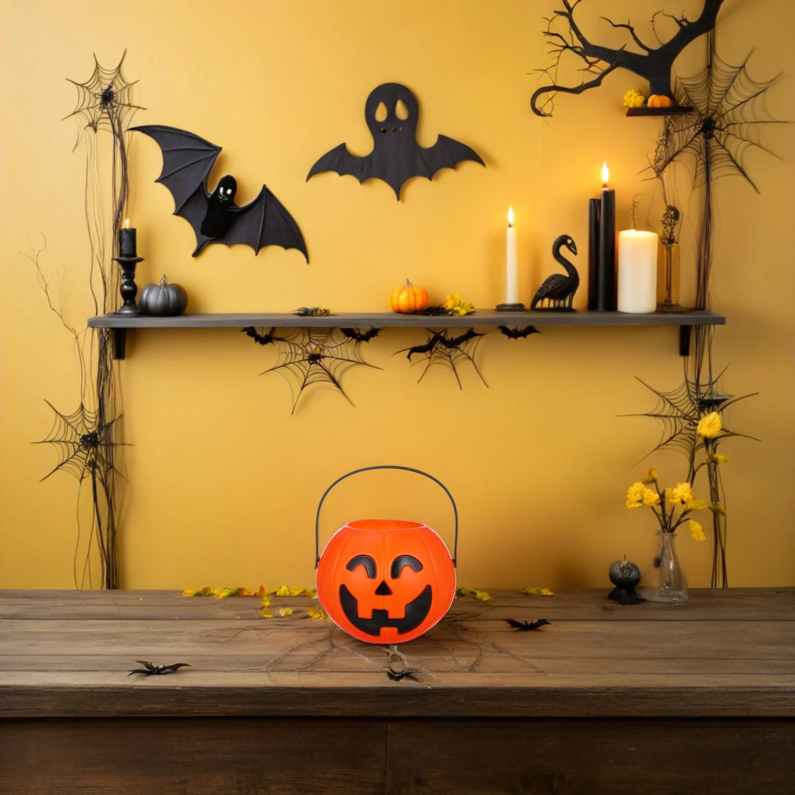 

Halloween Pumpkin Bucket Creative Horror Party Decor Handle Portable Pumpkin Lamp Decoration Prop Home Decor
