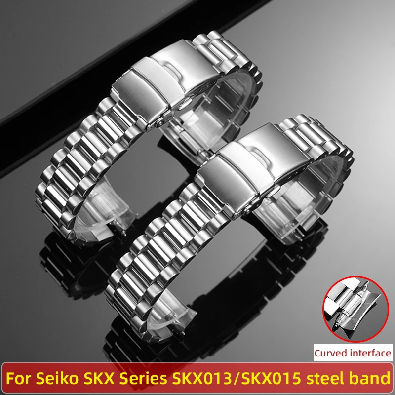 

‌20mm Solid Stainless Steel Watch Band for Seiko SKX Series strap DIVER'S 7S26 SKX013/SKX015 - Curved End Links Metal Bracelet