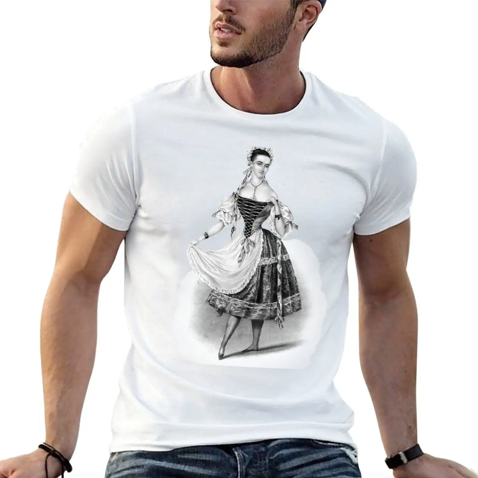 Female Ballet Dancer Vintage Print T-Shirt custom shirt funny gifts fitted t shirts for men