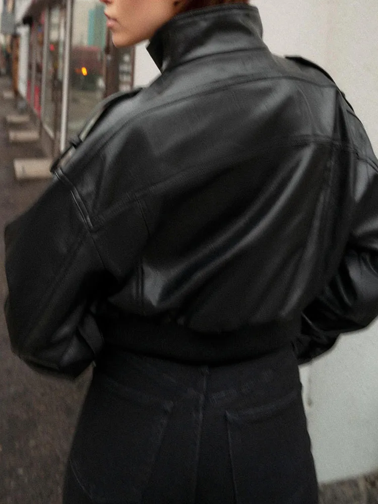 Faionable Stehkragen Kunstleder Gürtel Jaet Damen-Oberbekleidung Winter 2025, Neuankömmling Ele Personali