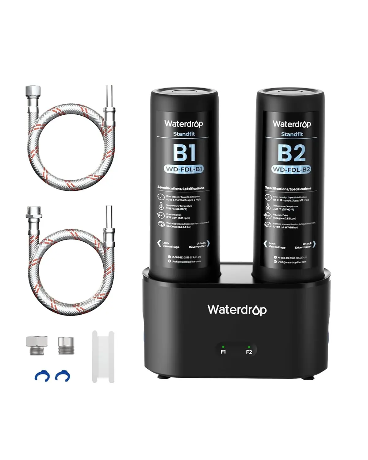

Under Sink Water Filter, No Drilling Required, Reduces Chlorine & Bad Taste, 11000 Gallons Capacity with Life Indicator
