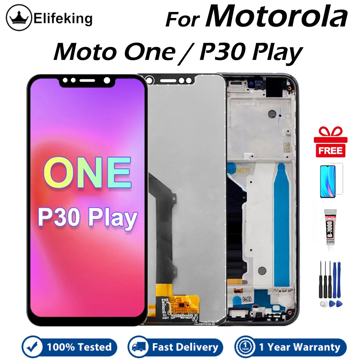 

LCD For Motorola Moto One P30 Play XT1941-1 XT1941-3 XT1941-4 Display Touch Screen With Frame Assembly Replacement with Tools