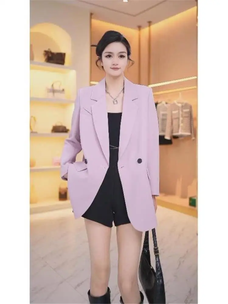 Ele Faionable Women's Career Suit Jaet Interview Formal Wear Cleanfit Sle ort Length Long Sve One Button