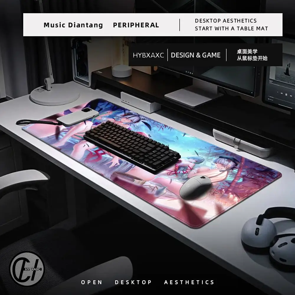 Hot selling item wuthering Wave Changli HD printing Large Rubber Laptop Desk Mat Mechanical Keyboard XXL Locking Edge Mouse pad