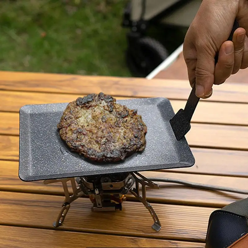 Square Nonstick Fry Pan Set Portable Camping Omelette Pan Mini Smokefree Induction Grill Pan Gas Stove Baking Tray For Camp