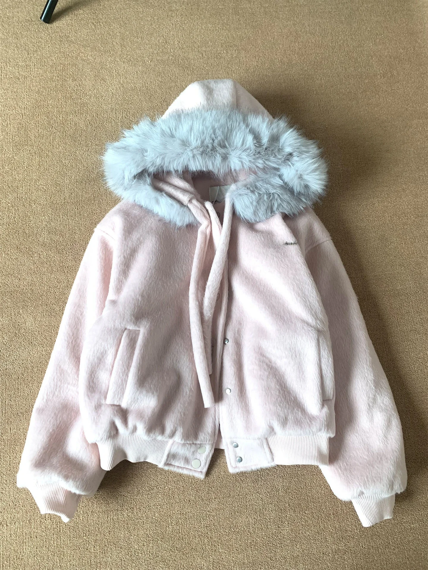 

Korean Sle College Wind Coat Hooded Thiened Warm Cotton Jaet Women's Winter Outerwear Removable Fur Collar All My