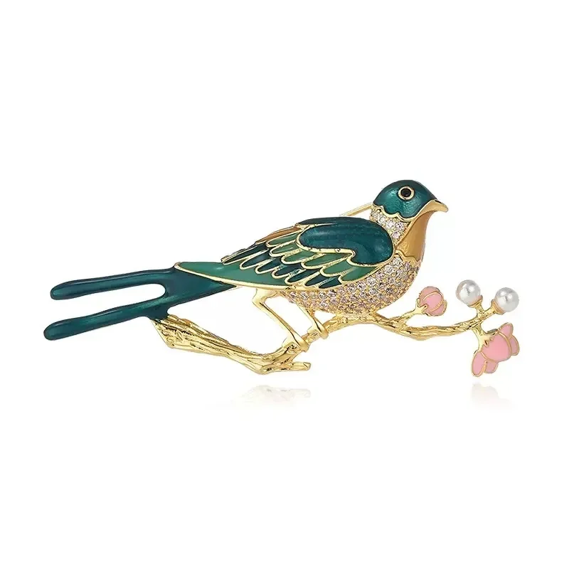 1 قطعة بروش الطيور الموضة للنساء الرجال الطيور الرجعية على فرع نمط دبابيس دبابيس مجوهرات اكسسوارات هدايا الحفلات 2025