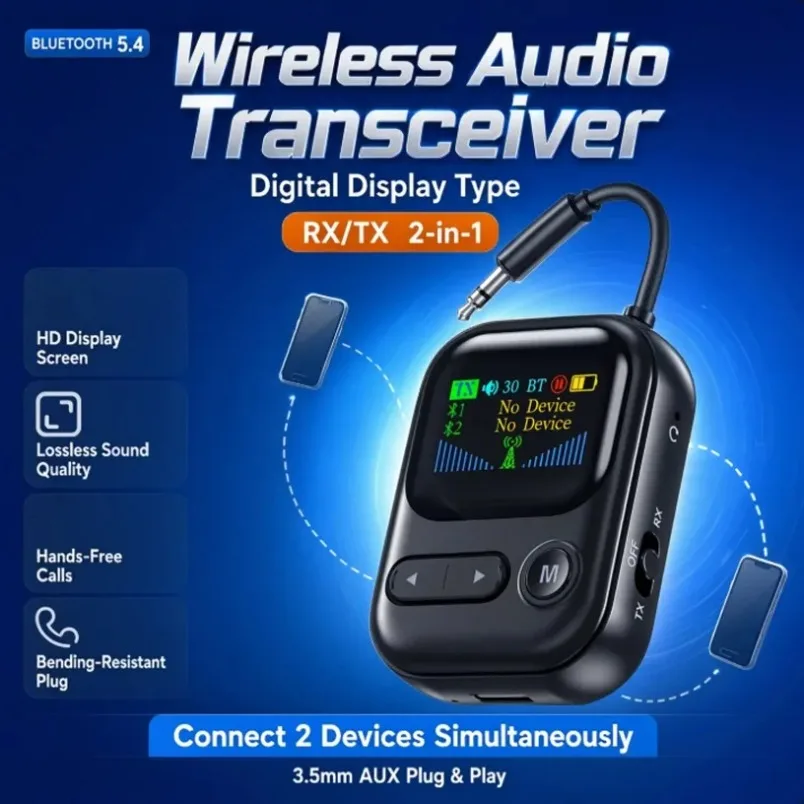 USB-C Bluetooth Adapter BT6.0 TX RX Transmitter Receiver Mini 3.5mm AUX Mic For Airplane TV Car Wireless Headphone New Arrival