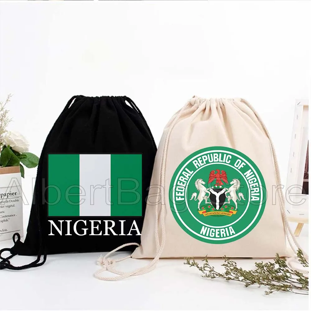 

Nigeria Country Map Flag Nigerian Gift Canvas Drawstring Bags Soccer Backpack Gym Sackpack Cotton String Bag for Sports Yoga