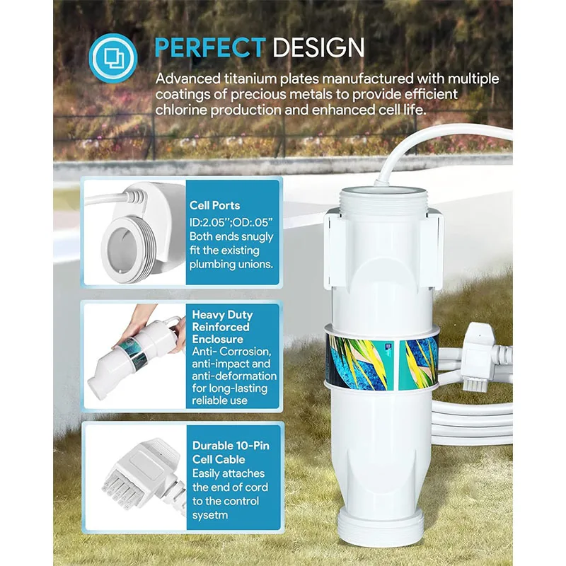 T-CELL-15-SWP Salt ChIorination Cell T 15 Replacement for Hayward TurboCell for In-Ground Swimming Pools up to 40,000 Gallons