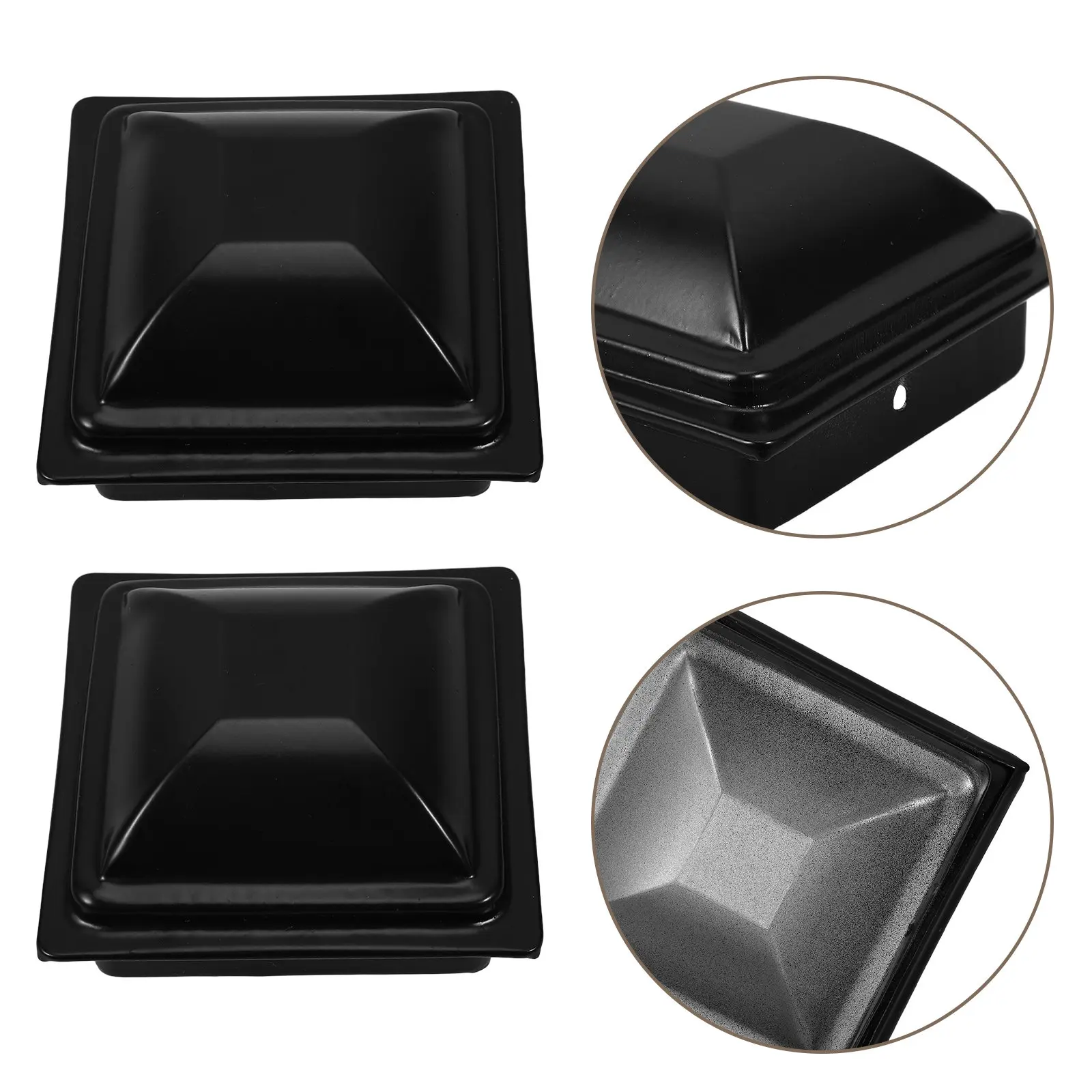 4Pcs Fence Post Caps Decorative Pyramid Style Covers Black for 3.1x3.1 Wood Metal Mailbox Posts Weatherproof Iron Guardrail