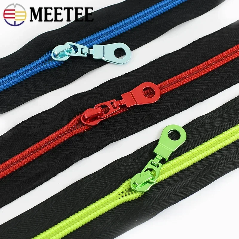 

2/5M 5# Colored Nylon Zipper Tape + Zippers Sliders Bag Closure Zip Roll Plastic Coil Zips Repair Kits DIY Sewing Accessories
