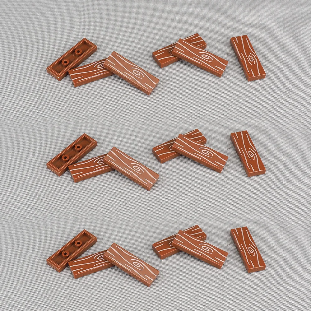 MOC 10PCS 63864 Gedruckt Holzmaserung Boden Muster Bausteine 2431 Passenden Kompatibel Zubehör DIY Spielzeug Kinder Kind geschenk