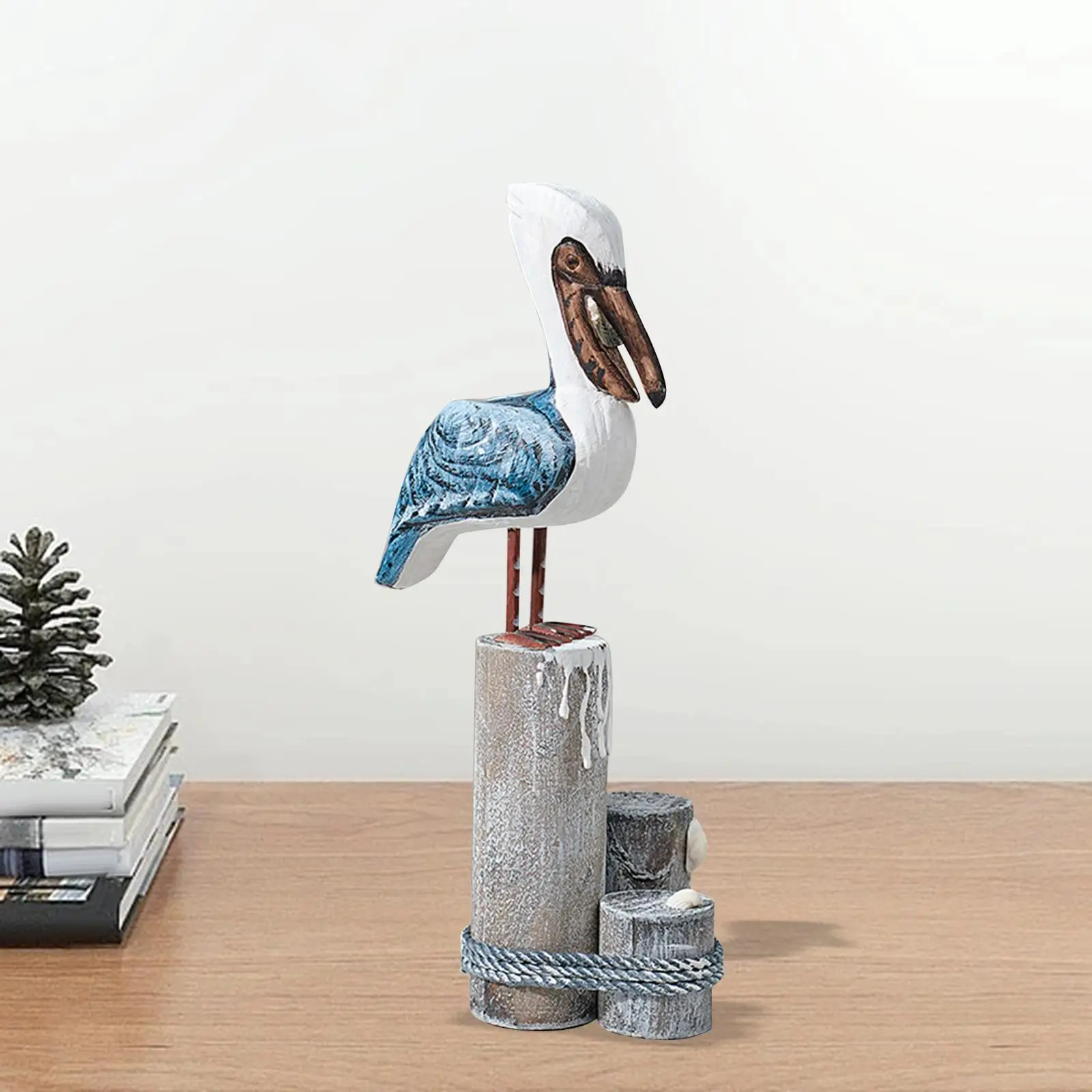 Wooden Pelicans Decor Handcraft Creative Bird Statue Housewarming Gift Unique