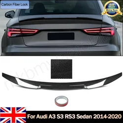 For Audi A3 S3 RS3 Sedan 2014-2020 V-Type Carbon Fiber Style Rear Trunk Spoiler