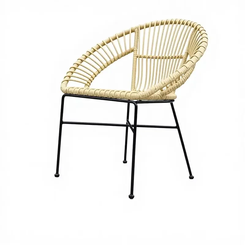 Modern Simple PE Rattan Dining Chair Waterproof Sunscreen Outdoor Garden Courtyard Balcony Casual Single Seat Furniture