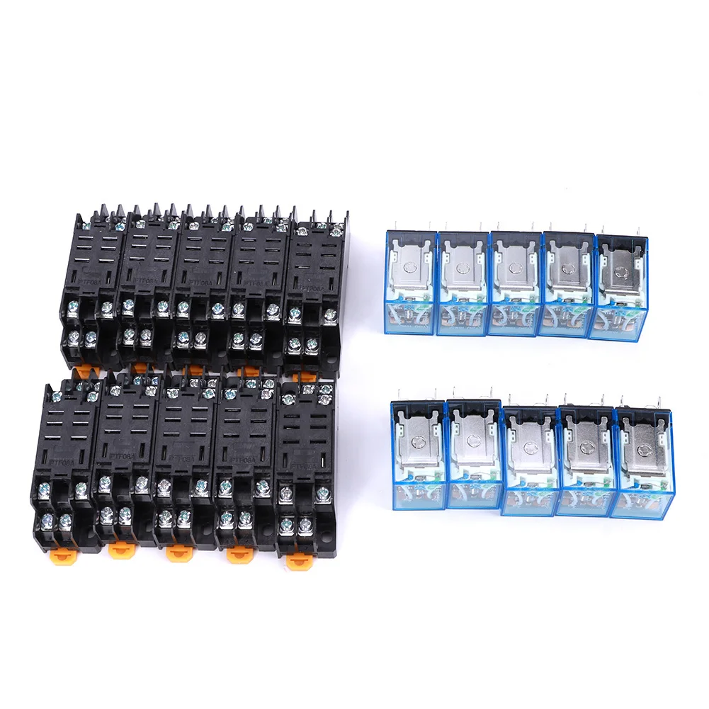 

8 Pin Relay + Base Set Coil High Quality Electronic Component LY2NJ 24V 8 Pin Relay + Base Electronic Component Relay