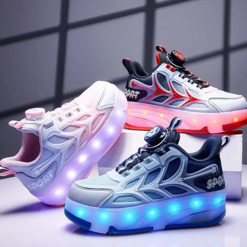 

Inline Skate Shoes 2025 New Roller Sneakers Wheels Shoes With LED Light For Boys Girls Outdoor Skating Parkour Gift Size 29-38