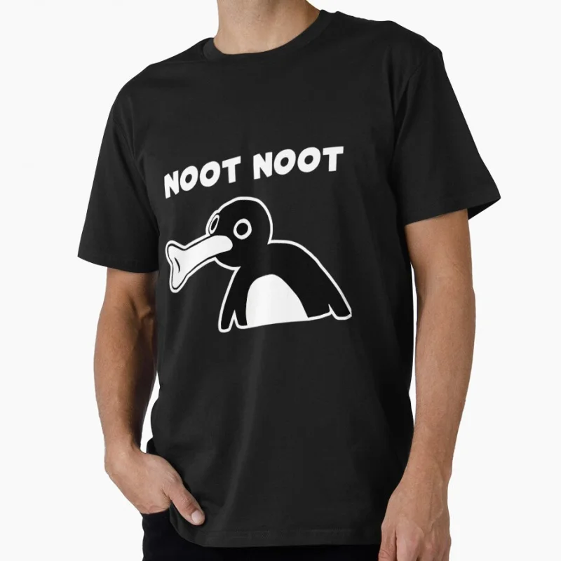 

(Black Bg) Noot Noot Pingu meme Gift t shirt for man 1221 Cute penguin Graphic clothes All size tops S-6XL Funny cartoon Tee