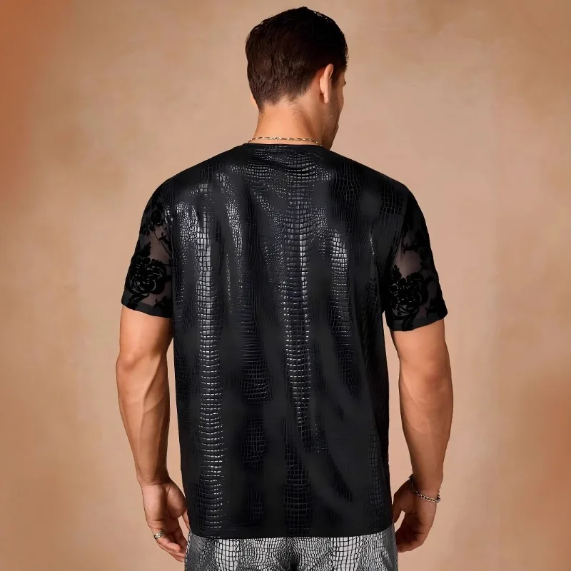 Trendy Casual T-shirt, Personalized Men's Wear Summer New Cross-border Men's Street Fashion Crocodile