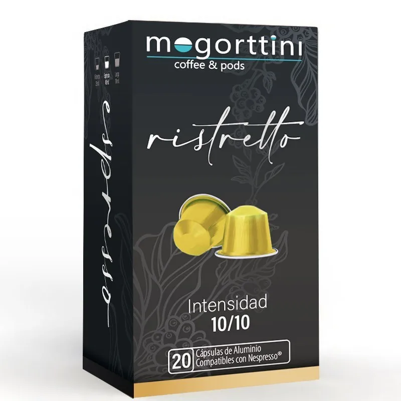 120 cápsulas Ristretto Mogorttini. Compatibles con Nespresso, en aluminio