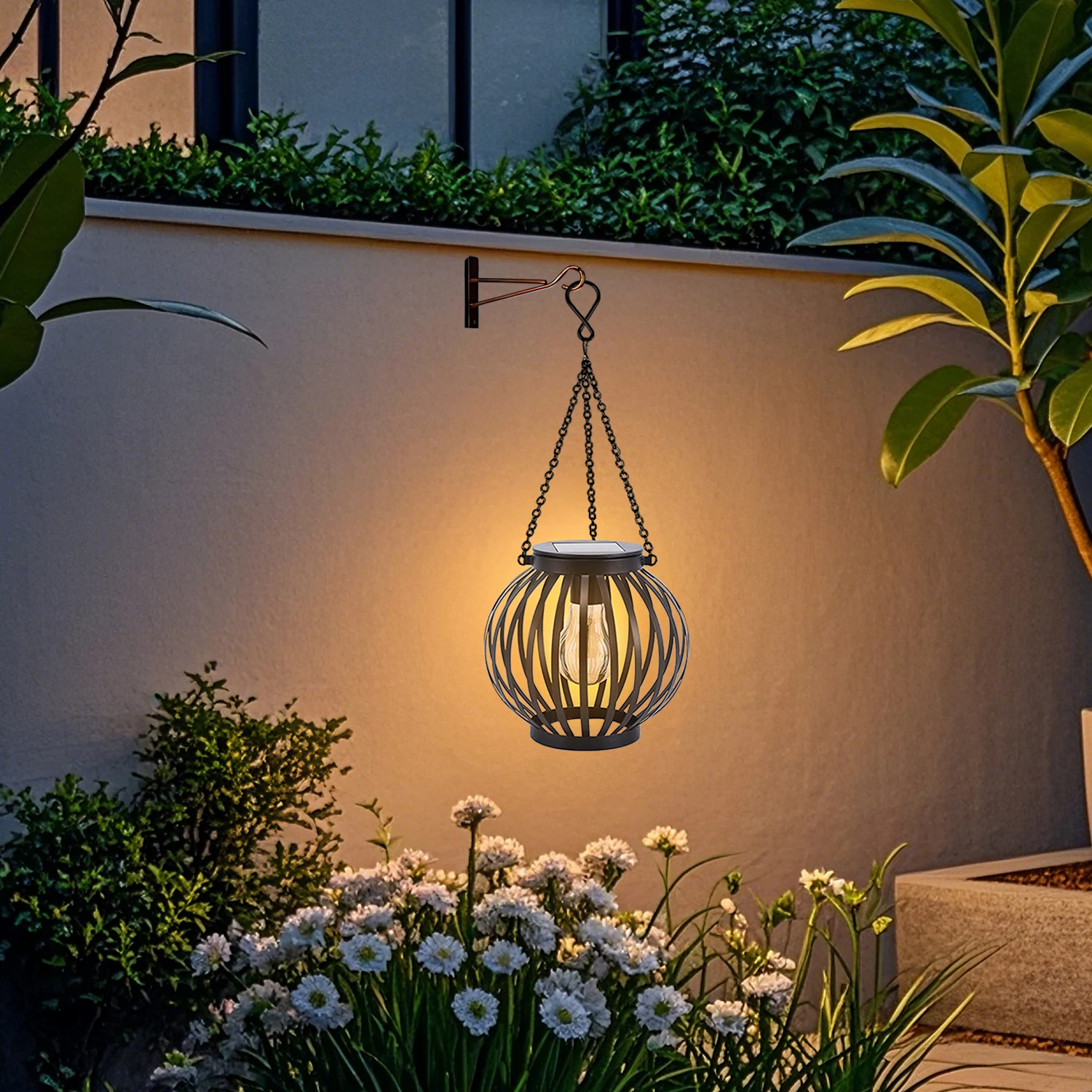 

1 шт., подвесной железный фонарь на солнечной энергии, уличный сад, патио, газон, дорожка, украшения с лампочкой