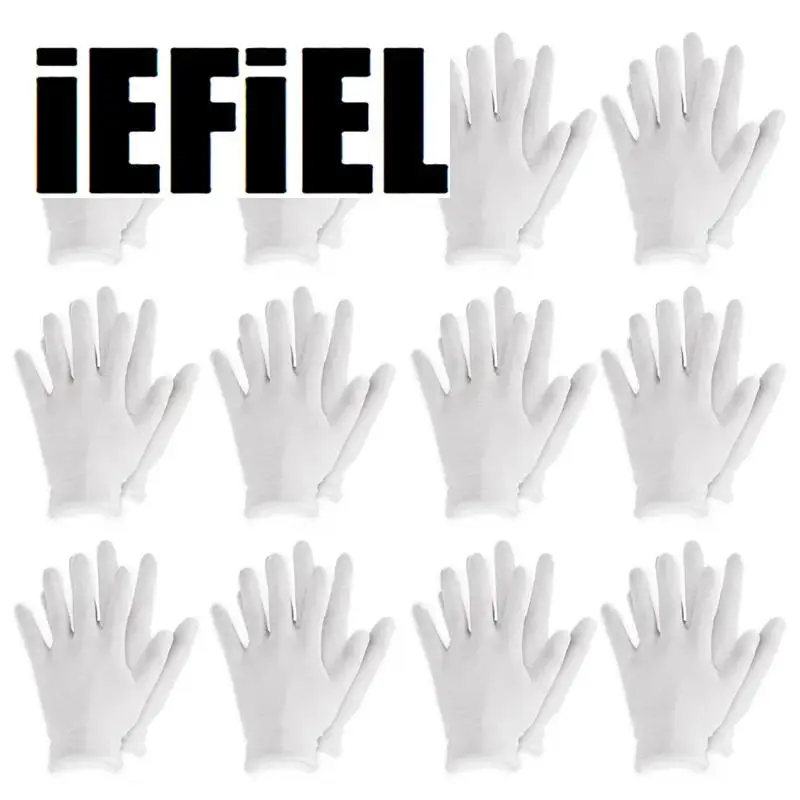 12 Pairs 100% Cotton Work Gloves White Inspection Gloves Ceremonial Gloves Male Female Serving Waiters Drivers Jewelry Gloves