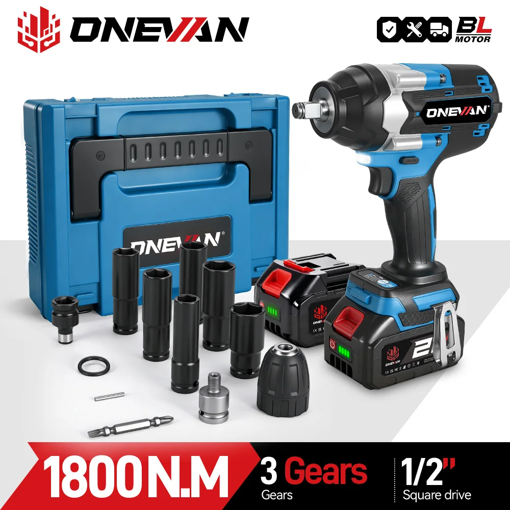 ONEVAN 1800N.Mトルク ブラシレス電動インパクトレンチ 1/2インチ