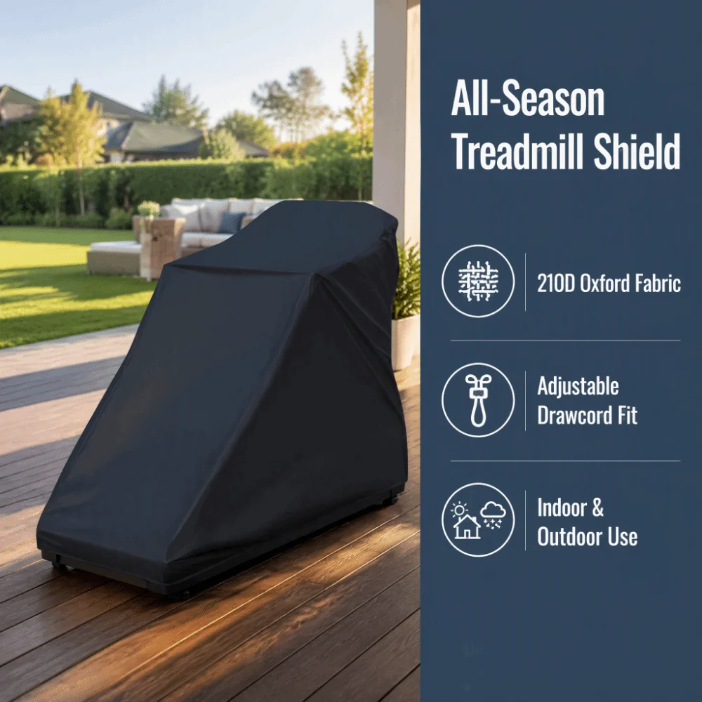Foldable Oxford Fabric Treadmill Cover Protective Design Bottom Drawcord Running Machine Cover Exercise Bike Cover Home Gym Use