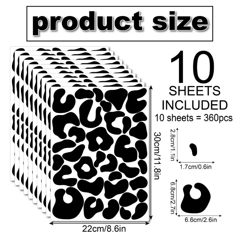 10 Sheets Leopard Print Wall Stickers Irregular Dot Simple Style Black Texture Background Wall Vinyl Decals Home Decoration