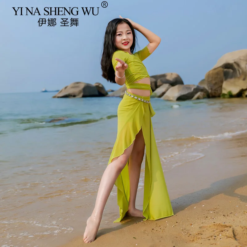 

Детский комплект костюмов для танца живота, арабский восточный наряд для девочек, длинная юбка, детская танцевальная одежда, костюм для группового шоу