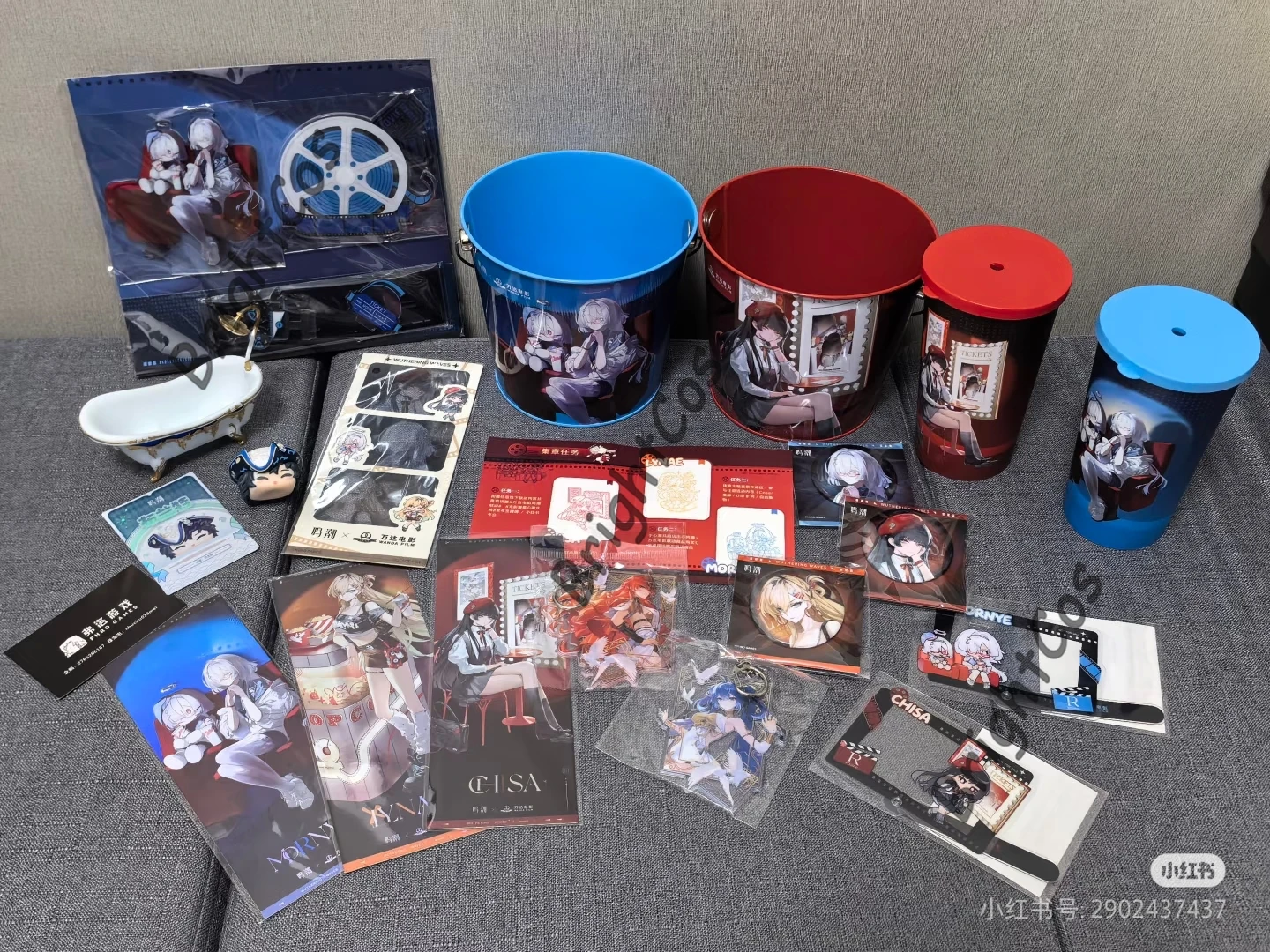 Ufficiale Wuthering Waves X WANDA FILM CHISA LYNAE MORNYE seau à pop-corn tasse en plastique support acrylique porte-carte Badge tapis de souris