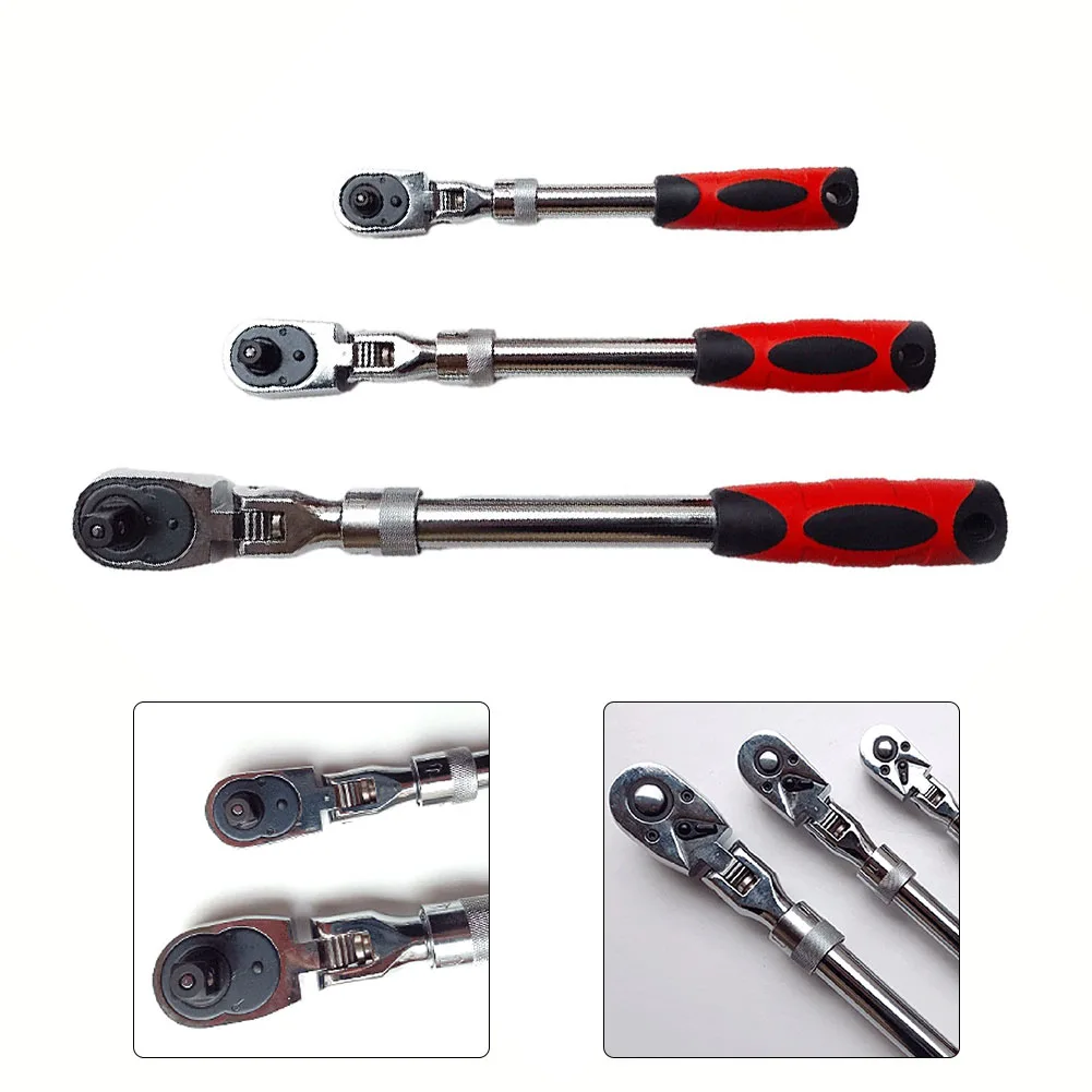 Brightness Flex Head Ratchet Wrench Extendable Spanner Hand Tool Auto Repair Flex Head Ratchet Wrench Max Length Easy And