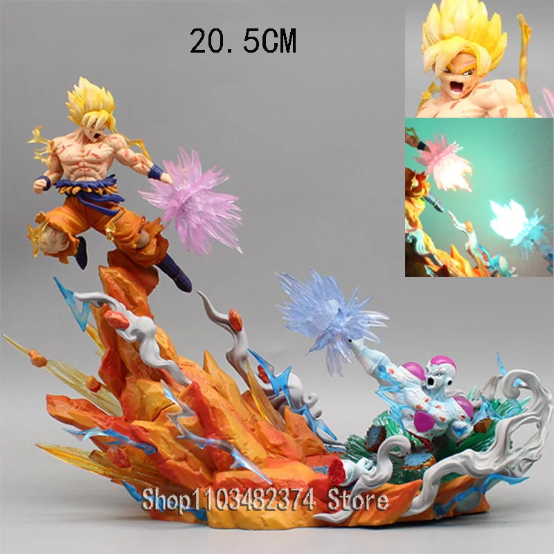 

20.5cm Dragon Ball Z Figures GK Kamehameha Doll Son Goku Vs Frieza Figure Skytop Figurine Anime PVC Collection Toys Model Gift