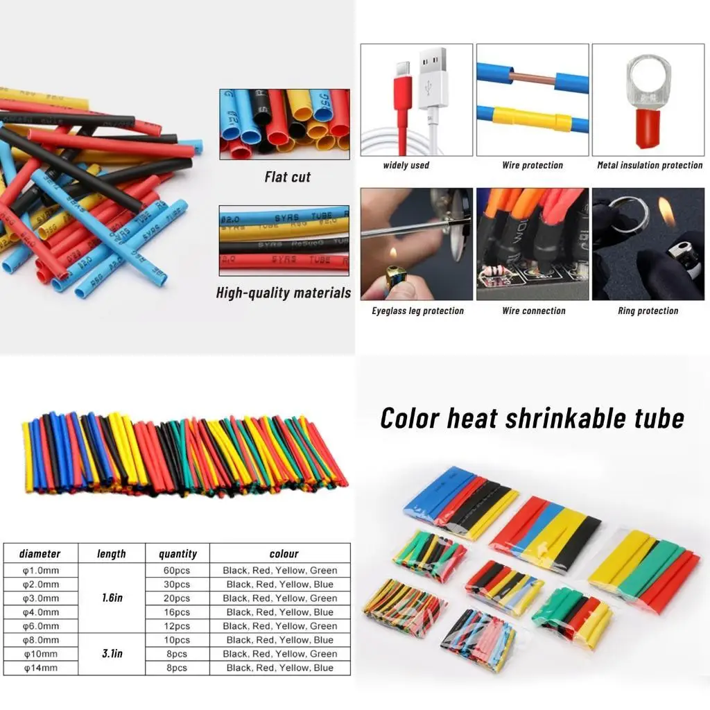 

Y1UD 164 Pcs Electric Insulation Heat Shrink Tube Wire Shrink Wrap Assortment Eco-Friendly Material Easy to Use 8 Sizes