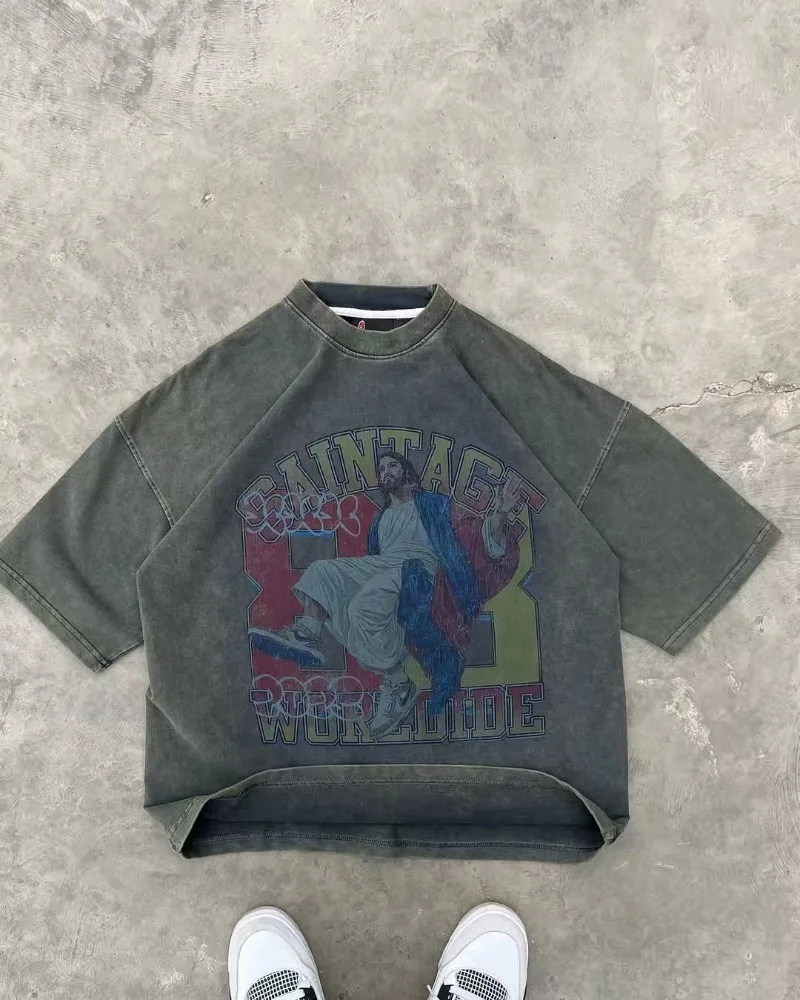 

High Street Gothic Harajuku уникальный мультяшный дизайн мужская рубашка модная ретро хип-хоп панк повседневная свободная рубашка с короткими рукавами для пар