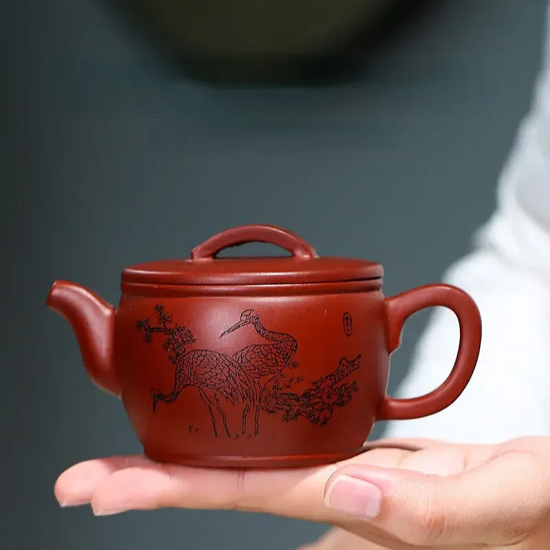 China Yixing Zisha Pottery Clovershrub Clay Handmade 150cc Mesh Teapot