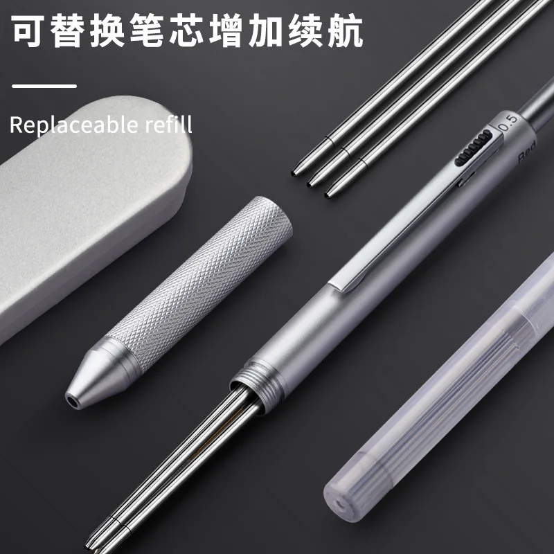 4 In 1 Multifunction Gel Pens Gravity Sensor Metal Stationery Retractable Pens 3 Color 0.7mm Ballpoint+0.5mm Mechanical Pencil