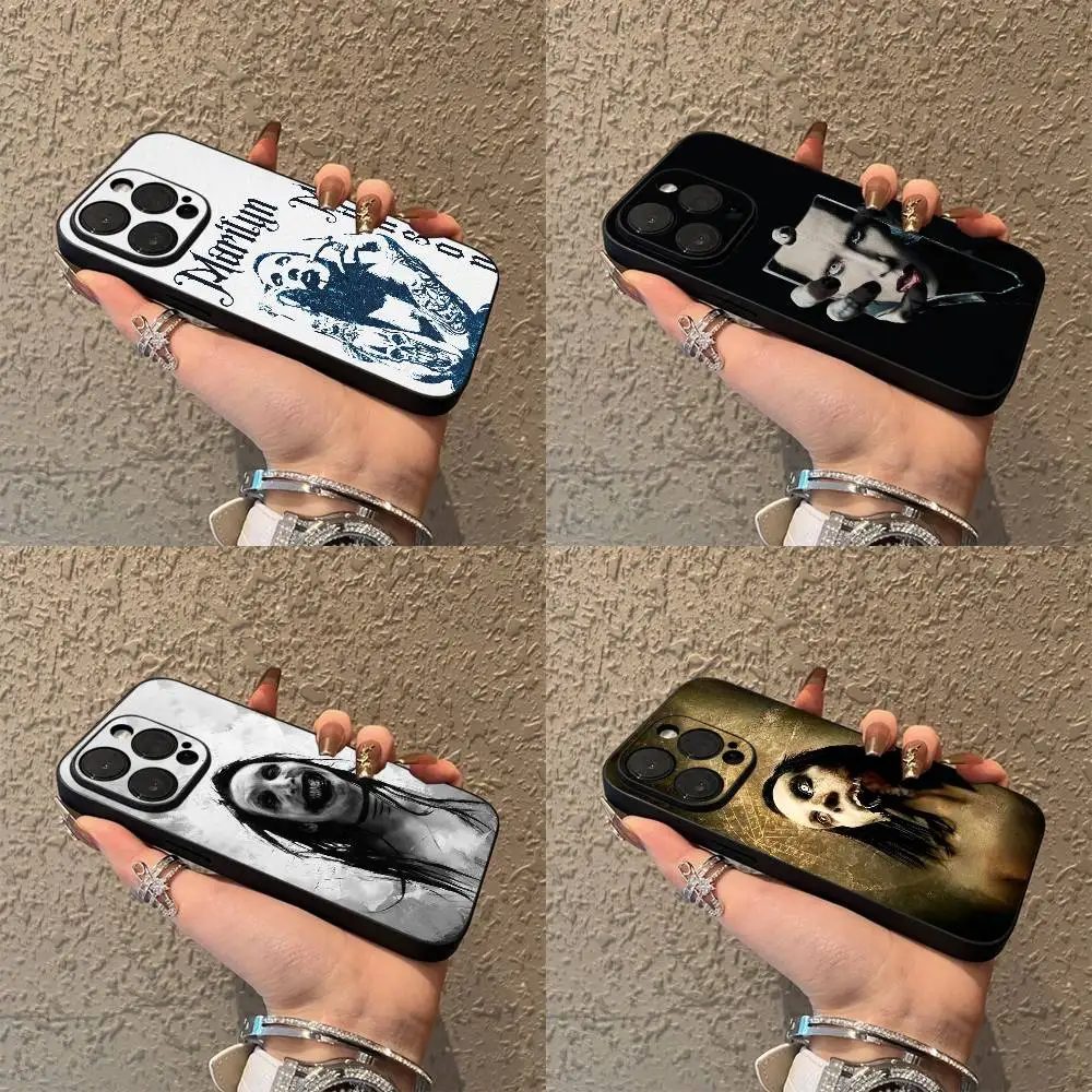 

M-Marilyn Manson Phone Case For iPhone 16,15,14,13,12,11,Pro,XS,Max,XR,Plus,E,SE4,Mini Black Soft Box