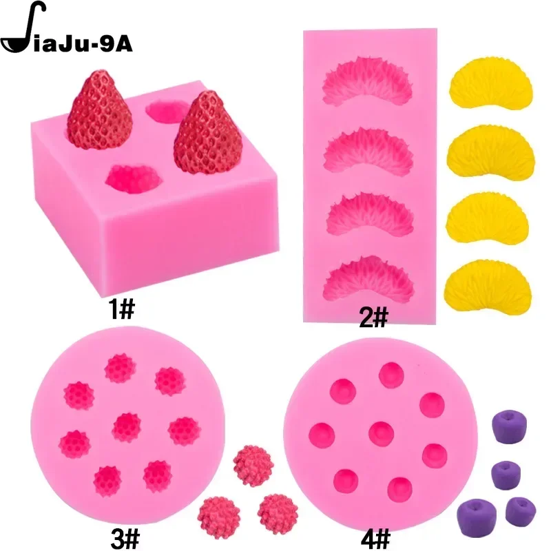 Fruit Theme Fondant Silicone Mold Orange Strawberry Blueberry Raspberry Cake Decorating Tools DIY Fondant Silicone Mold Gumpaste